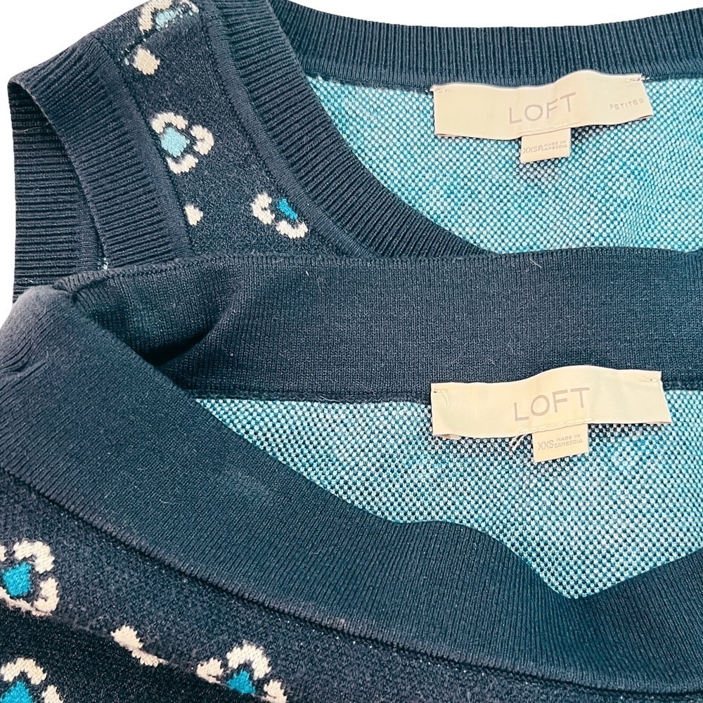LOFT Navy & White Jacquard Floral Sweater Tank & Mini Skirt Matching Set - Picture 9 of 9